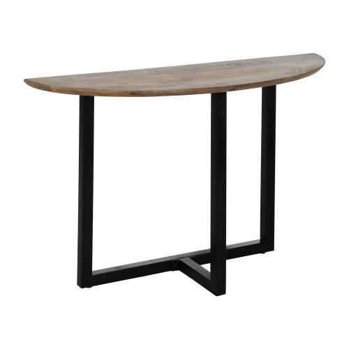 Consola de Madera de Mango Miel con Patas de Hierro Negras 612835