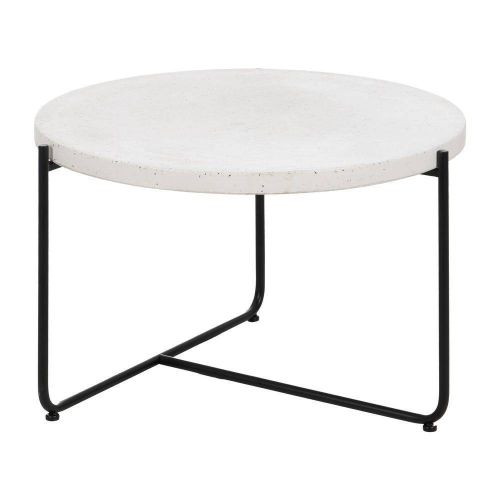 Mesa de Centro Beige y Negra en Magnesio con Patas de Hierro 68 cm 613558