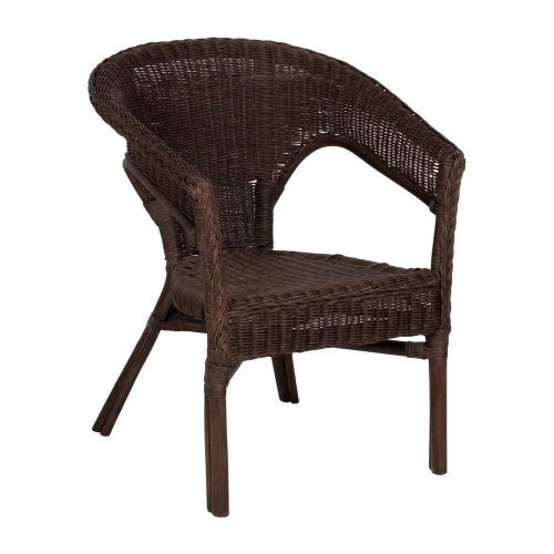 Silla de ratán marrón apilable para salón 60 cm 613348