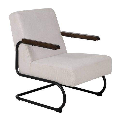 Sillón Beige con Patas de Hierro Negro y Asiento Acolchado 613466