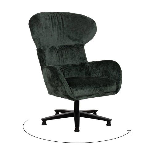 Sillón Giratorio Verde con Base Metálica y Tapizado Suave 612622