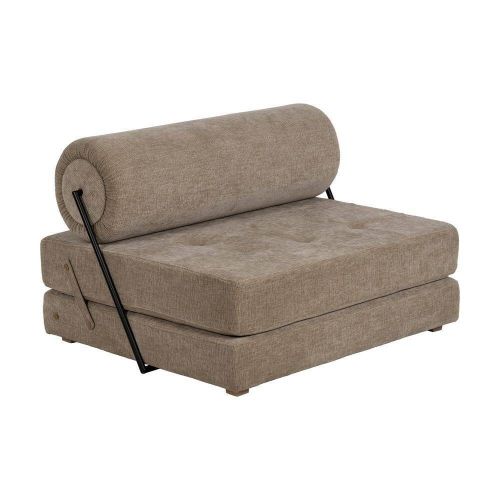Sillón Cama Beige de Tejido Suave y Estructura de Madera 613617