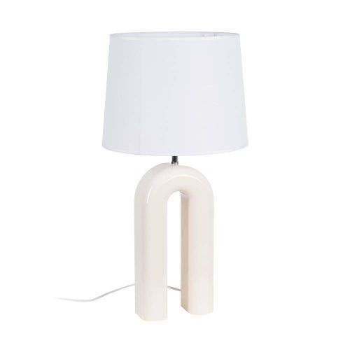 Lámpara de Mesa Crema 70 cm con Base DM Lacado y Casquillo E27 614899