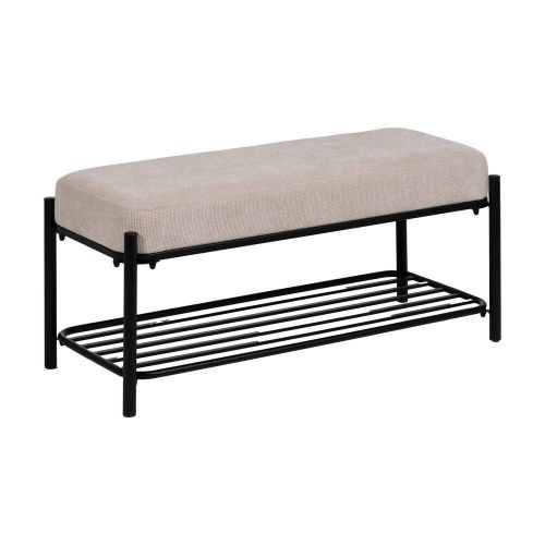 Banco Tapizado Beige 91 cm con Patas de Hierro y Estructura DM 614799