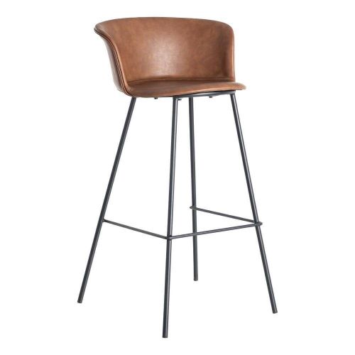 Taburete de Cocina de 44,50 cm en Metal y Símil Piel Marrón 615516