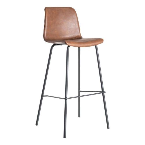 Taburete de Cocina de 47 cm en Metal y Símil Piel Marrón 615510