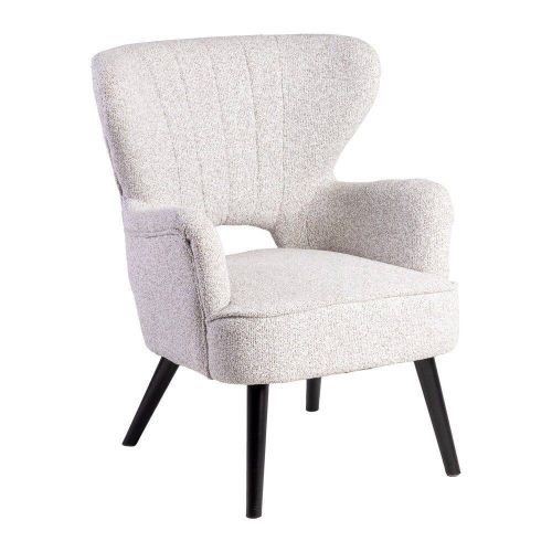 Sillón Tapizado Jaspeado Crudo con Patas de Madera 615250