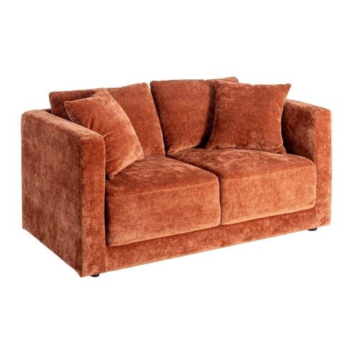 Sofá 2 Plazas Teja Tejido en Poliéster con Patas de Madera 165 cm 615450