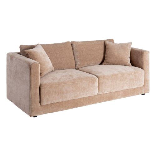 Sofá 3 Plazas Taupe Tejido en Poliéster con Patas de Madera 210 cm 615447