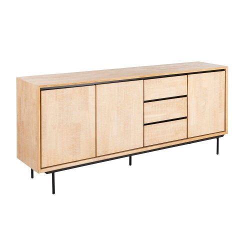 Aparador de Comedor Madera y Metal Natural Negro 200 cm 615687