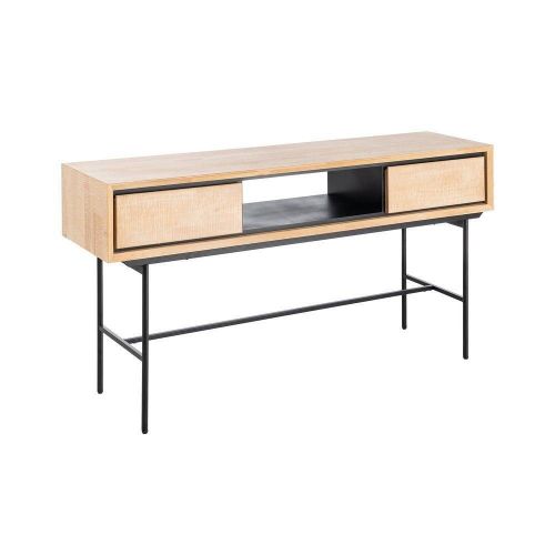 Escritorio de Oficina Natural y Negro de Madera y Metal 615684