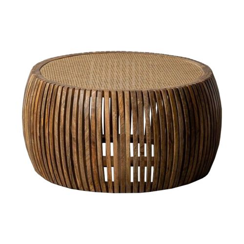 Mesa de Centro de Salón en Madera de Mango y Ratán 615237