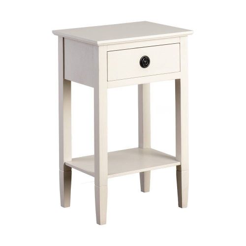 Mesita de Noche 1 Cajón de Madera de Pino Gris Claro 615272