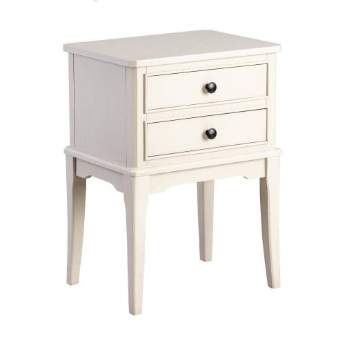 Mesita de Noche 2 Cajones de Madera de Pino Gris Claro 615277