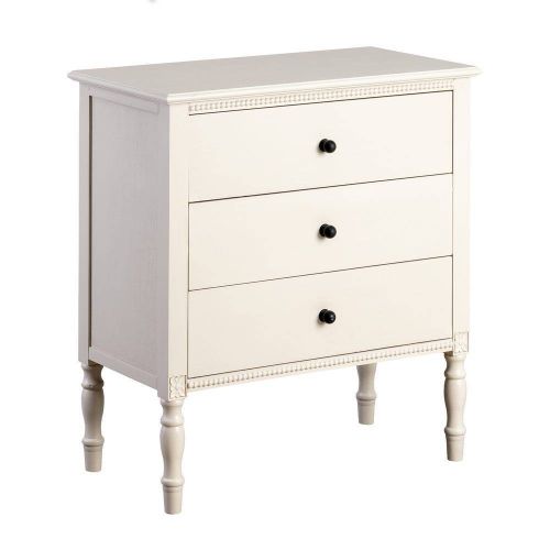 Mesita Auxiliar Estrutura en DM y Madera de Pino Gris Claro con 3 Cajones 615279