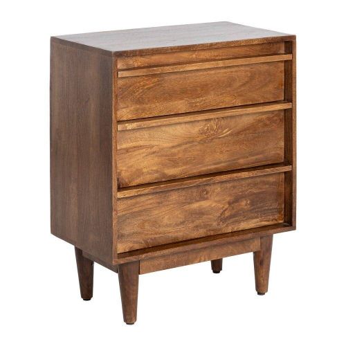 Mueble Auxiliar Estructura de Madera de Mango Marrón con 3 Cajones 615137