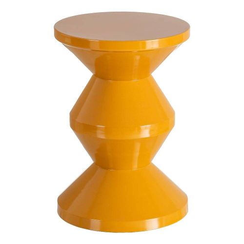 Mesa Auxiliar de Metal Color Mostaza Diseño Geométrico 615663