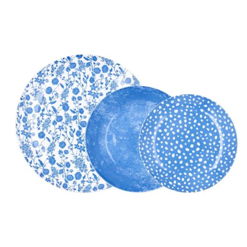 Set de 12 Platos de Porcelana Aquilea Bidasoa QUID Diseño en Color Azul y Blanco 5426679