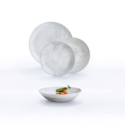 Juego de Mesa OPAL de 18 Platos de Porcelana 6 Personas DIWALI GRANIT MARB LUMINARC