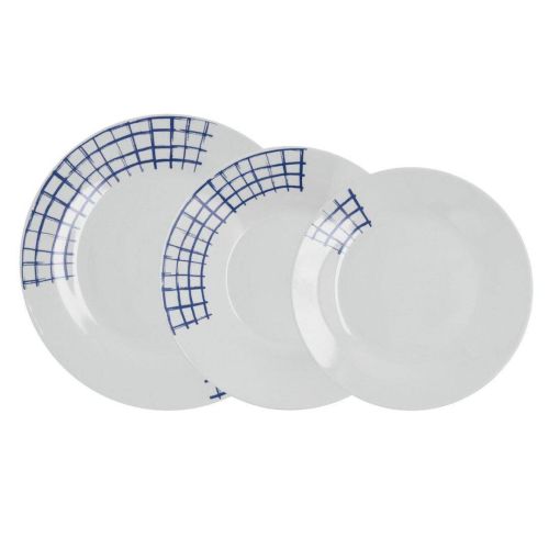 Vajilla de Porcelana 18 Piezas Diseño Azul KANSAS QUID 5427991