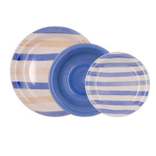 Set Vajilla de Cerámica Azul 18 Piezas para 6 Personas CRETA QUID