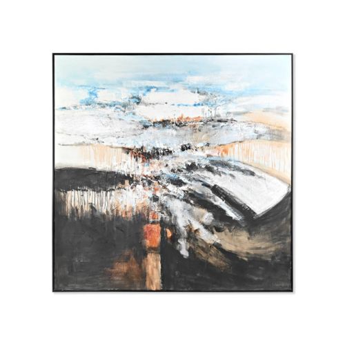 Cuadro de Pintura Abstracta de Acabado Azul y Negro CU-197344