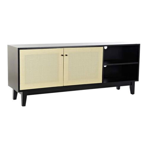 Mueble de TV de Abeto Color Negro y Ratán MB-193520