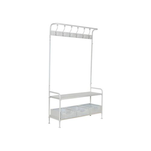 Perchero Recibidor de Metal Color Blanco con Almacenamiento MB-212460