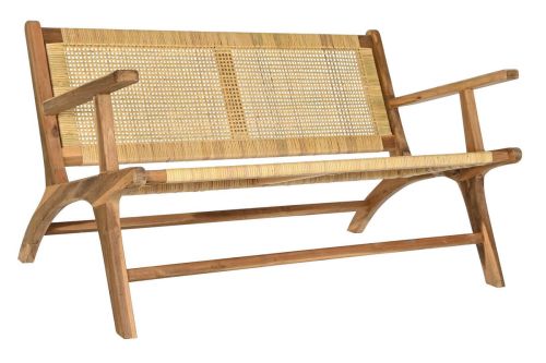 Banco de Jardín de Madera Teca-Ratán Natural MB-199282
