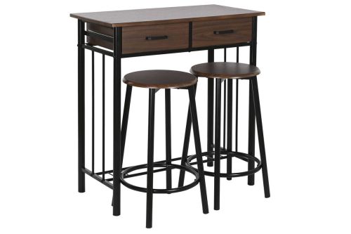 Set de Mesa y 2 Taburetes de MDF-Metal MB-208141