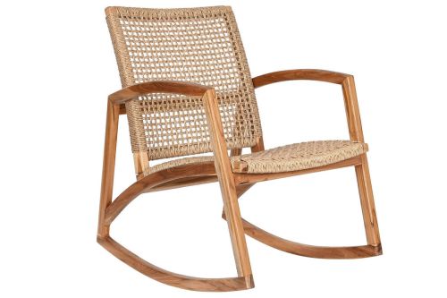 Mecedora de Madera de Teca y Ratán Natural MB-208005