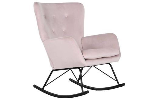 Mecedora Metal‑Poliéster Terciopelo Rosa MB-211337