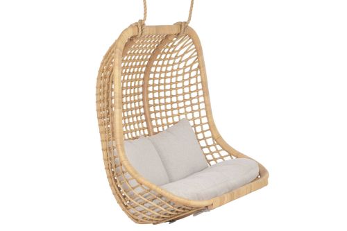 Sillón Colgante de Ratán Natural con Tapizado en Poliéster MB-221975