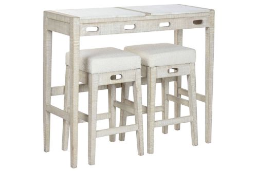 Barra de Cocina en Mármol y Madera con Taburetes MB-220151