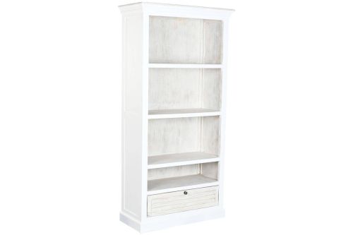 Estantería de Madera de Mango Blanco Envejecido con Cajón MB-219423