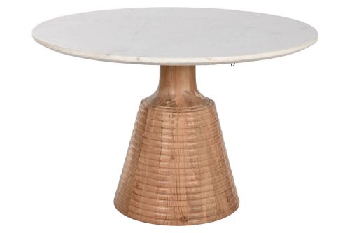 Mesa de Comedor Mármol Blanco y Madera de Acacia MB-212659