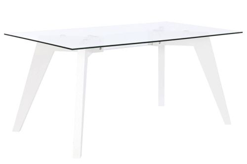 Mesa de Comedor de Cristal Templado Blanco con Patas MDF MB-207701