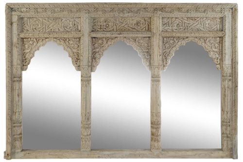 Espejo Decorativo de Teca Natural con Tallas Antiguas ES-216545