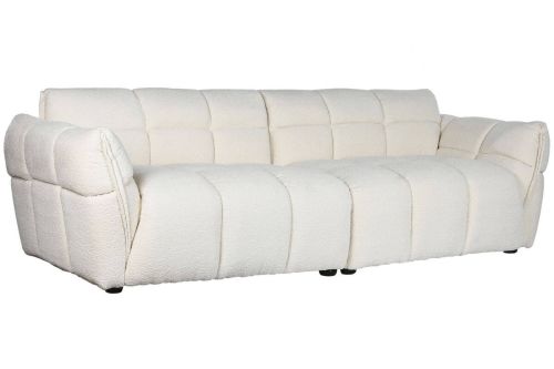 Sofá Tapizado en Bouclé Blanco con Estructura de Madera MB-211724