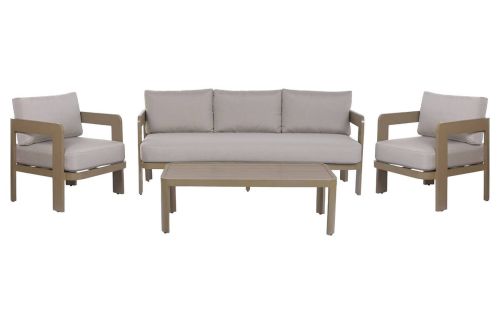 Conjunto de Jardín de Aluminio Símil Madera con Cojines MB-224607