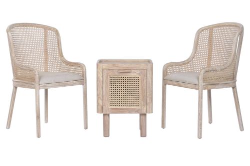 Conjunto de Jardín de Teca y Ratán 2 Sillas MB-224649