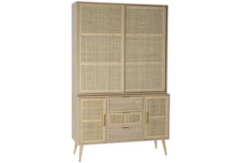 Vitrina de Madera Paulownia y MDF con Rejilla Natural MB-171759