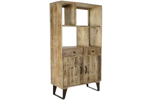 Estantería de Madera de Mango Natural y Metal MB-180126