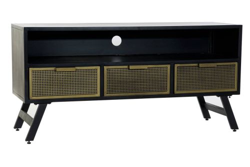 Mueble TV de Metal Negro con Cajones y Hueco MB-182051