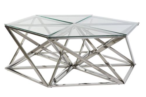 Mesa de Centro Set 6 de Acero y Cristal 137,5 cm MB-182525