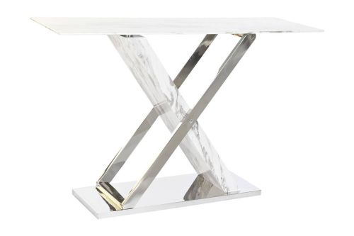 Consola de Acero y Cristal Símil Mármol MB-200031