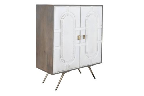 Aparador de Madera de Mango y Latón Blanco Rombo MB-200453