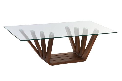 Mesa de Centro Cristal y Madera Nogal 130 cm MB-204498