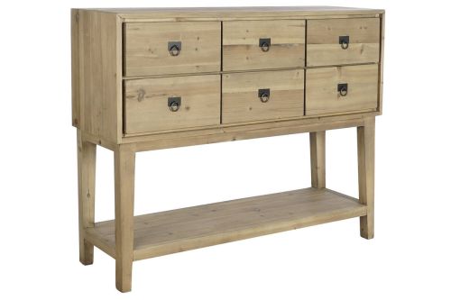 Consola de Entrada con 6 Cajones en Madera de Pino Marrón MB-204856