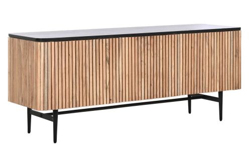 Mueble TV de Acacia con Mármol Negro y Patas de Metal MB-207417
